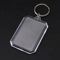 Clear acrylic rectangular blank photo frame keychain with durable silver metal ring for DIY - Octagonal