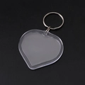 Heart-shaped clear acrylic keychain with silver ring for DIY photo insertion - Heart