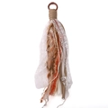 Bohemian style polyester lace flower tassel pendant with brown spring ring for jewelry DIY - Total Length 22cm / Khaki