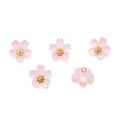 Pink translucent cherry blossom glass charms with gold beads for DIY jewelry making - Gradient Pink
