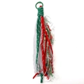Red and green woven tassel charm with white lace ribbon and plastic ring for DIY crafts - Total Length 22cm / Red and Green
