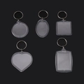 5-pack clear acrylic blank keychains in heart, square, circle, and oval shapes for DIY - Mixed Set Of 5 Shapes (10 Pcs)