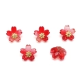 5pcs red gradient 10mm glass cherry blossom pendants with golden stamen for DIY jewelry - Gold & Pink