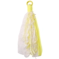 Bright yellow and white polyester tassel charm with lace detail and plastic spring hook - Total Length 22cm / Yellow