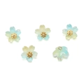 5Pcs 10mm blue and yellow gradient cherry blossom charms with golden stamens for DIY jewelry - Blue Green Gradient