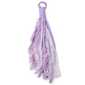 Bohemian purple tassel keychain with lace flower details and mixed texture handmade charms - Total Length 22cm / Purple