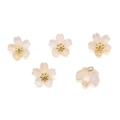 Frosted 10mm cherry blossom charm with golden pistil and hanging loop for DIY jewelry - Platinum