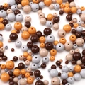 Mischung aus einfarbigen Acryl-Rundperlen in Erdtönen für DIY-Schmuckherstellung - 4-10mm (25g/Packung) / Graubraune Serie Mix