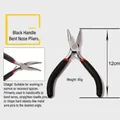 Detail of bent nose pliers with black non-slip handle and 12cm metal head for DIY crafts - Black Handle Bent Nose Pliers