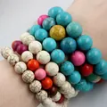 Bracciale multistrato con perle tonde di turchese sintetico da 4mm in vari colori - 4mm / Bianco