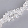 Close-up of 8mm crackle glass beads with internal fracture texture for DIY jewelry making - Diameter 4mm (Approx. 100 Pcs) / Pure White