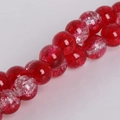 Macro view of 8mm red crackle glass beads with internal crystal texture for DIY jewelry - Diameter 6mm (Approx. 65 Pcs) / Red