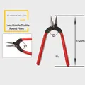 Detail of 15cm long round nose pliers with red non-slip handles for DIY jewelry making - Long Handle Double Round Pliers