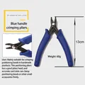 Detail view of 13cm jewelry crimping pliers with blue handles for DIY beading work - Blue Handle Beading Pliers