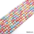 Bunte 8x6mm facettierte Kristallglasperlen in Pastellfarben für DIY Schmuckherstellung - Flache Perle