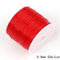 0.8mm red crystal elastic string for jewelry making 50m spool for beading and DIY projects - 0.8mm (Approx. 50m/Roll) / Red