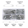 Lot de 150 épingles à nourrice en acier argenté avec boîte de rangement claire - Argent