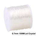 Elastic clear crystal beading string on spool for DIY jewelry, 0.7mm thickness, 100M length - 0.7mm (Approx. 100m/Roll) / Clear White