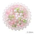 DIY bead set with 2-10mm pink and green glass beads, pearls, and frosted beads in a glass dish - 86# Integrated Mixed Beads / 2-10mm (30g/Pack Approx 60-120pcs) / Pink Green Series