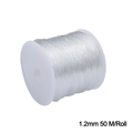 Transparent elastic beading cord 1.2mm x 50m roll for jewelry making and DIY projects - 1.2mm (Approx. 50m/Roll) / Clear White