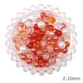 Mix of red, orange and white glass seed beads in 2-10mm sizes for DIY jewelry making - 87# Integrated Mixed Beads / 2-10mm (30g/Pack Approx 60-120pcs) / Orange Series