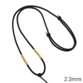 Black 2.3mm nylon braided necklace cord with golden wire and bead accents - Medium Black
