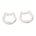 Pair of 25mm white enamel cat-shaped alloy spring gate rings for DIY jewelry making - Off-white