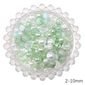 DIY bead set featuring 2-10mm mint green, emerald, and white glass pearls in a tray - 89# Integrated Mixed Beads / 2-10mm (30g/Pack Approx 60-120pcs) / Green System