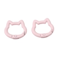 Pink cat-shaped alloy spring gate ring clasps for DIY jewelry and keychain making - Light Pink