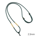 2.3mm dark green braided necklace cord with gold thread details and manual knot - Medium Dark Green