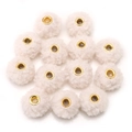 Perles en peluche fausse fourrure blanc cassé avec œillets dorés pour création de bijoux - Style Fausse Fourrure Teddy / 5 Pièces / Beige