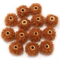 Lot de 13 pompons marron en fausse fourrure avec œillets dorés pour bijoux et DIY - Style Fausse Fourrure Teddy / 5 Pièces / Marron