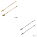 Catene di estensione da 72mm in acciaio dorato e argento con pendente a goccia e chiusura - Stile a Goccia / 1 Pezzo / Argento