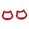 Pair of red kitten-shaped alloy spring clasps for handmade DIY bracelet accessories - Red