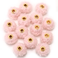 Perline in peluche rosa con occhielli in metallo dorato per creazione gioielli DIY - Stile Pelliccia Sintetica Teddy / 5 Pezzi / Rosa (BFB45)