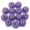 Perle pompon in pelliccia sintetica viola con occhielli dorati per gioielli fai da te - Stile Pelliccia Sintetica Teddy / 5 Pezzi / Viola (BFB45)