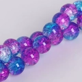 8mm multi-color cracked glass crystal beads with ice crackle texture for jewelry DIY - Diameter 6mm (Approx. 65 Pcs) / Rose Red & Lake Blue
