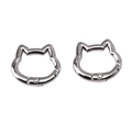 Pair of silver cat-shaped spring buckles for DIY jewelry and bag accessories - White Gold