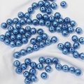 Deep royal blue faux glass pearls for DIY jewelry making with high metallic luster shine - Dark Blue
