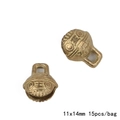 Set of 15 vintage brass tiger head bell pendants sized 11x14mm for DIY jewelry making - Miniature Style (CRT41)
