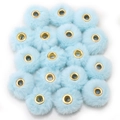 Perle a pompon in finta pelliccia azzurra con occhielli dorati per creazione gioielli fai-da-te - Pelliccia sintetica di coniglio / 5 Pezzi / Blu Chiaro (BFB45)