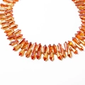 Bernsteinfarbene Kristallperlen mit Facettenschliff und goldenen Akzenten als Fransen - 6x15mm (10 Stück/Packung) / Orangerot Beschichtet