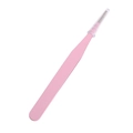 Rosa matte Edelstahl-Pinzette mit Schutzkappe für DIY-Schmuck und Wimpernanwendung - Gerade Spitze / Hellrosa