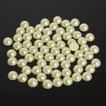 Creamy beige half-round ABS pearls with flat back for DIY handicrafts and nail art - 8mm (Approx. 200 Pieces/Pack) / Light Yellow