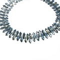 Facettierte graublaue Tropfenperlen aus Glas mit Metallglanz für DIY Schmuckbau - 6x15mm (10 Stück/Packung) / Gun Black Vergoldet
