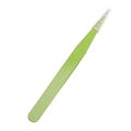 Grass green stainless steel tweezers with fine tip and clear protective safety cap - Straight Tip / Fruit Green