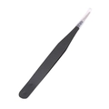 Precision black coated tweezers with protective cap for DIY jewelry and crafts - Straight Tip / Black