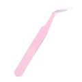 Pink curved precision tweezers with protective tip cover for DIY crafts and beading - Curved Tip / Light Pink