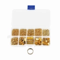 Kit de bricolaje para joyería con cierres de langosta en una caja de 10 compartimentos - Dorado