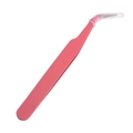 Pink curved tweezers with precision tip and protective cap for DIY scrapbooking craft - Curved Tip / Deep Pink